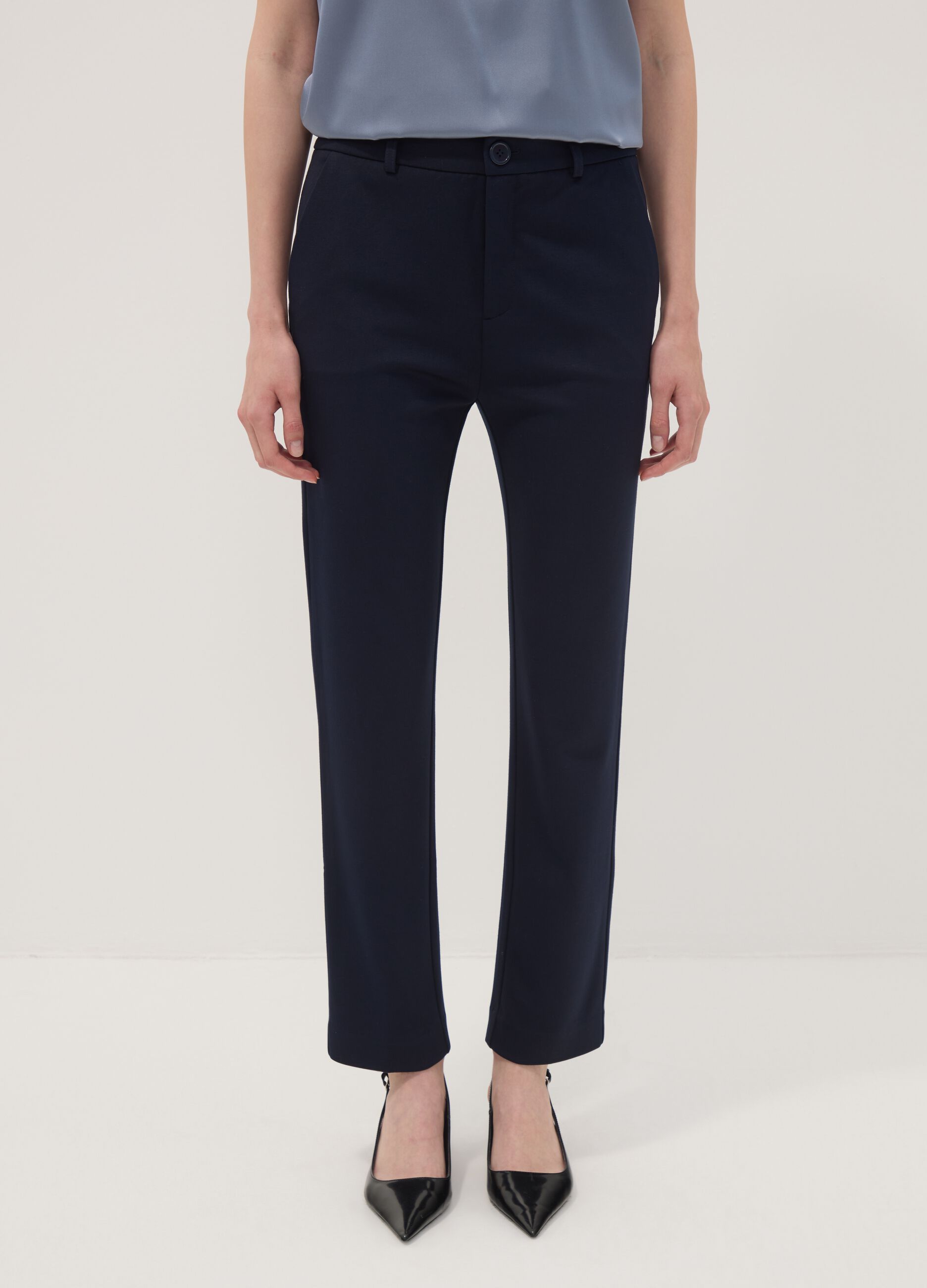 Blue stretch viscose trousers