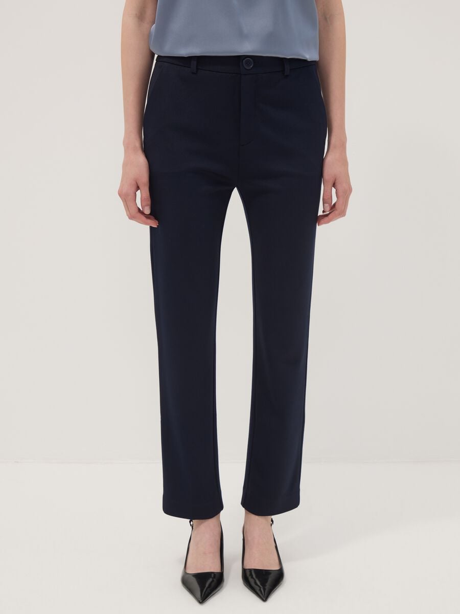 Pantaloni blu in viscosa elasticizzato_1