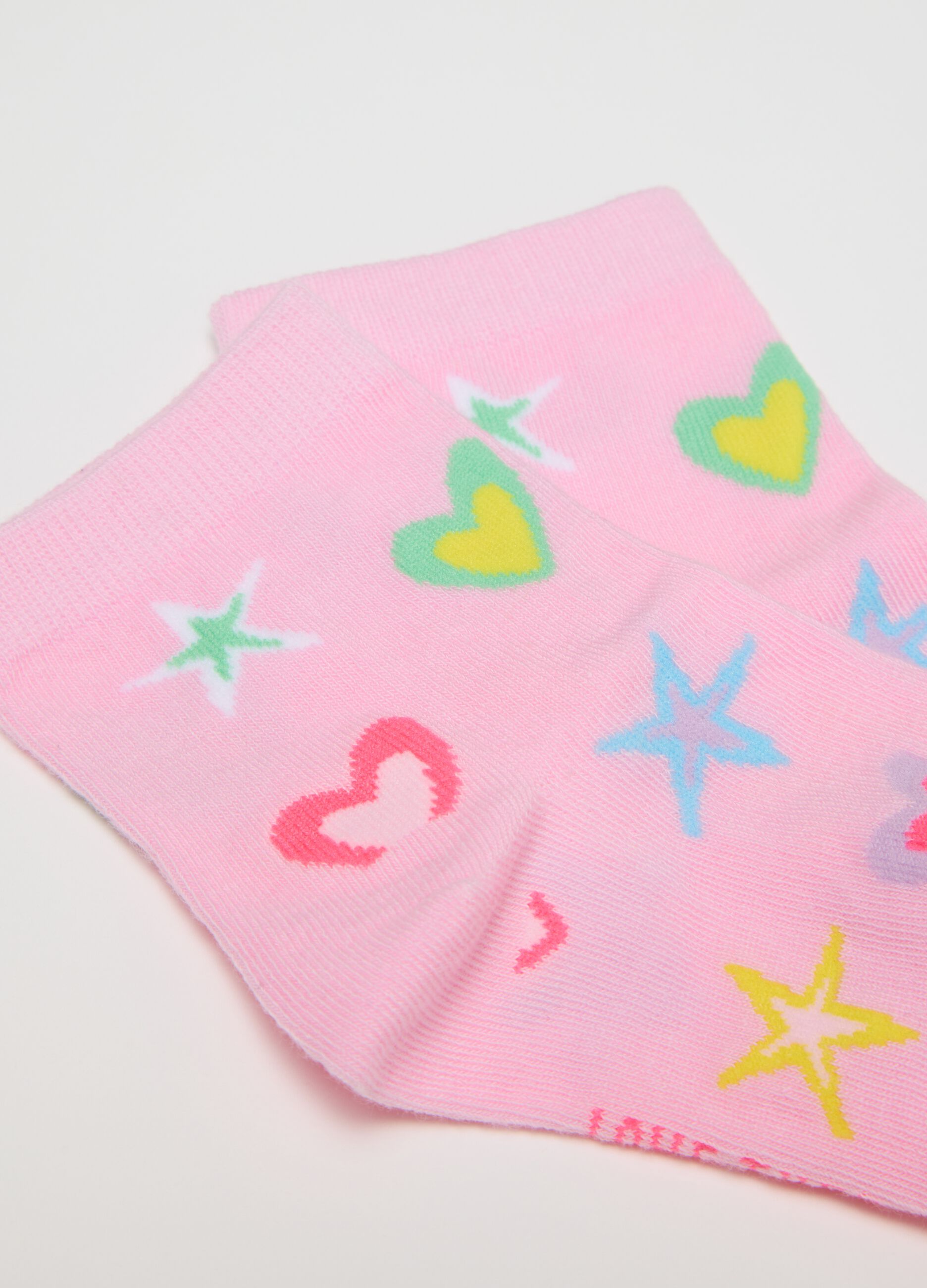 Girls' multicoloured cotton blend socks twin pack