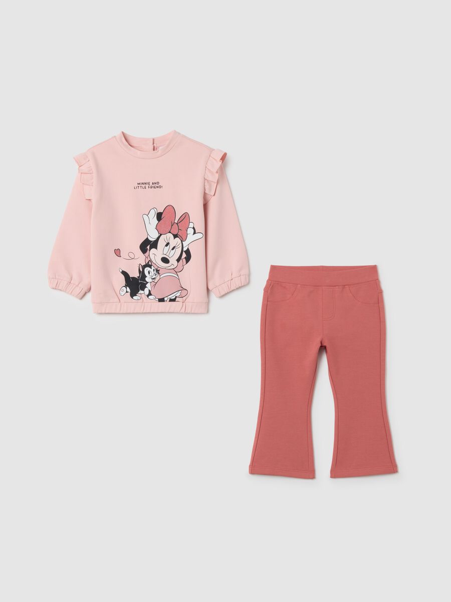 Completo da bambina in cotone elasticizzato rosa_0