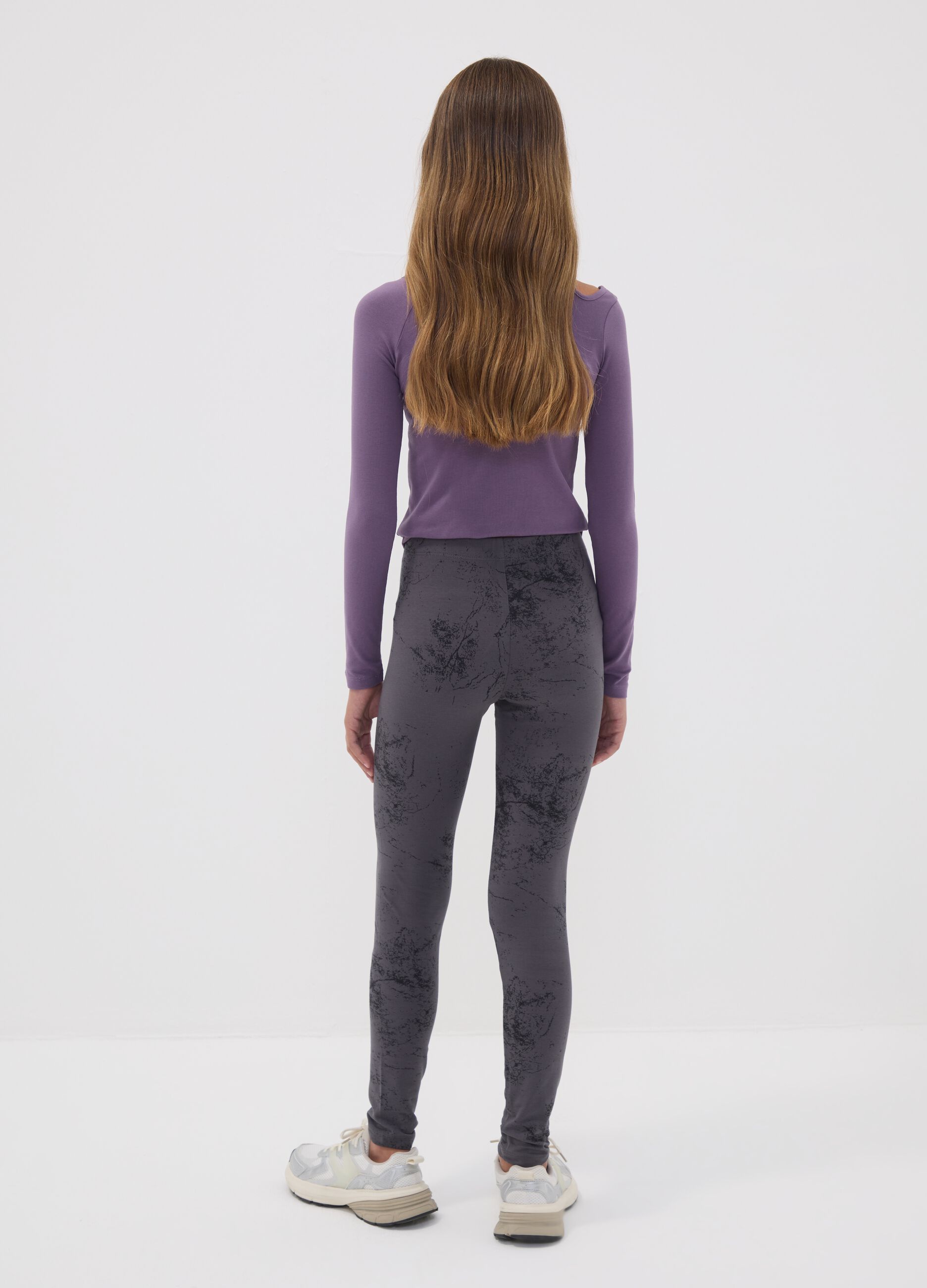 Girls&rsquo; grey skinny-fit organic stretch cotton leggings