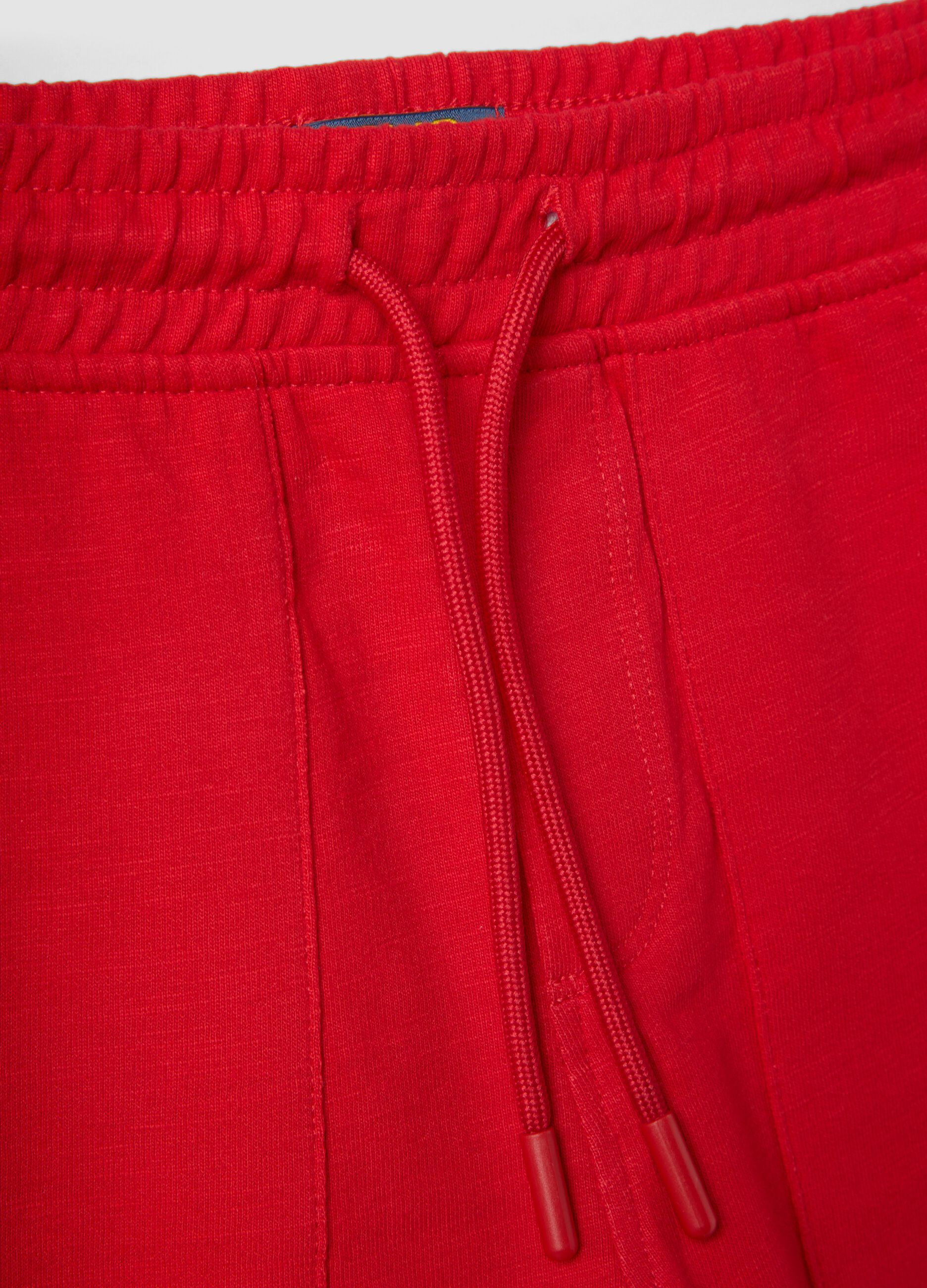 Boys&rsquo; red pure cotton shorts with elasticated waist