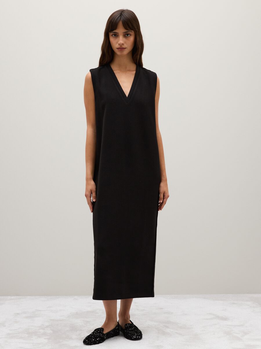 Abito nero lungo senza maniche regular fit_0