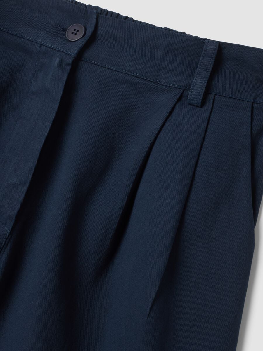 Shorts blu in cotone elasticizzato_5