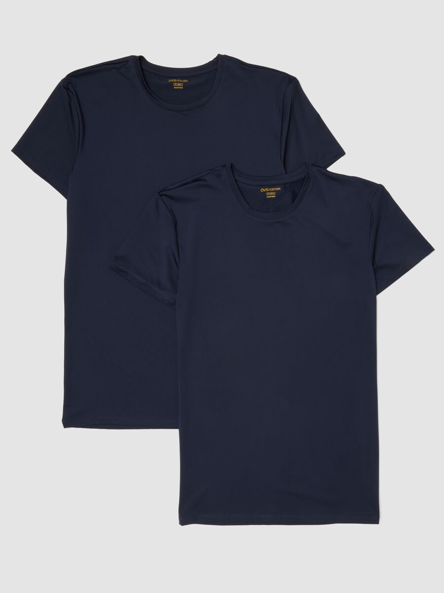 Bipack di t-shirt blu in tessuto elasticizzato_0