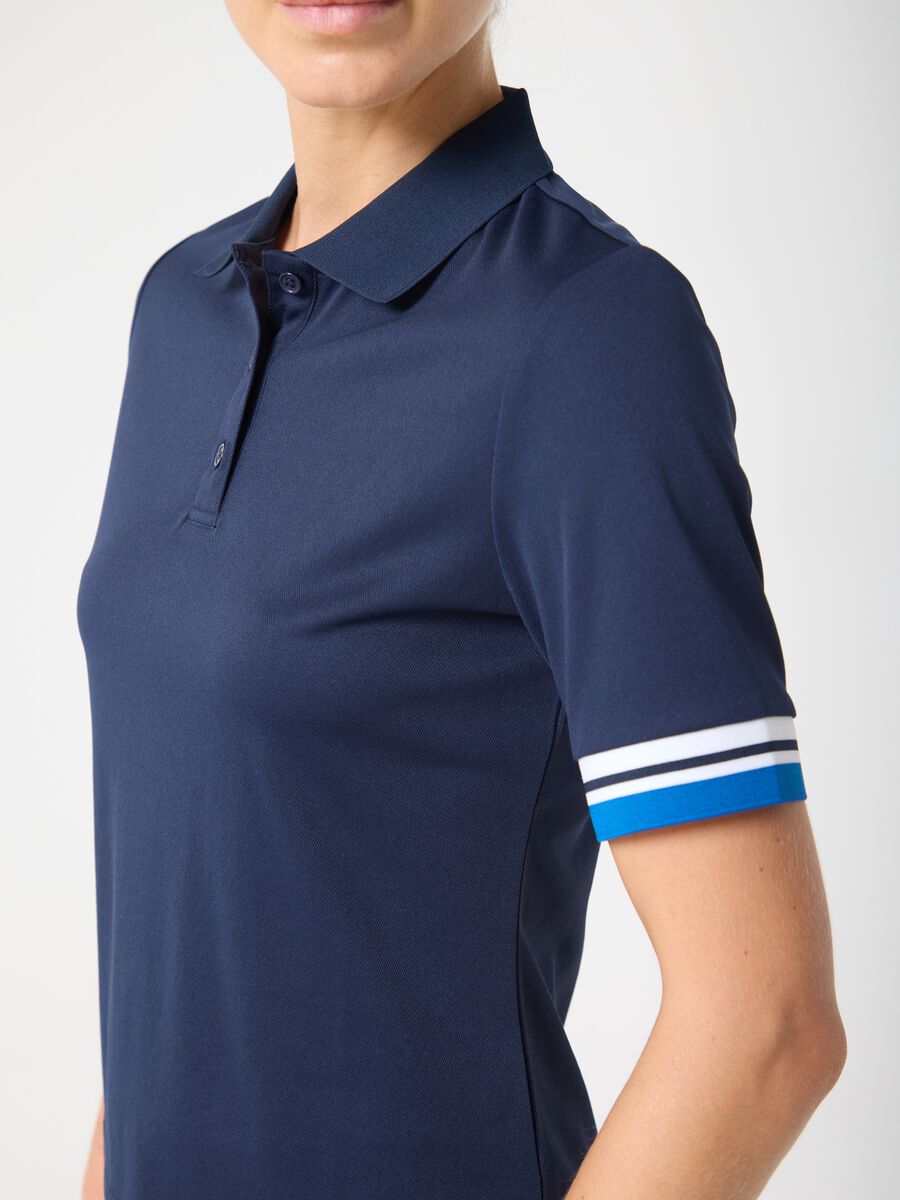 Breathable technical fabric polo with striped sleeves ALTAVIA COURT_2