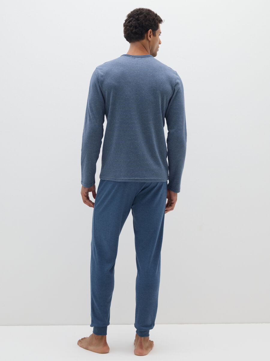 Pigiama blu a righe in puro cotone regular fit_2