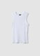 Tank top bianco in cotone elasticizzato a costine fitted_0