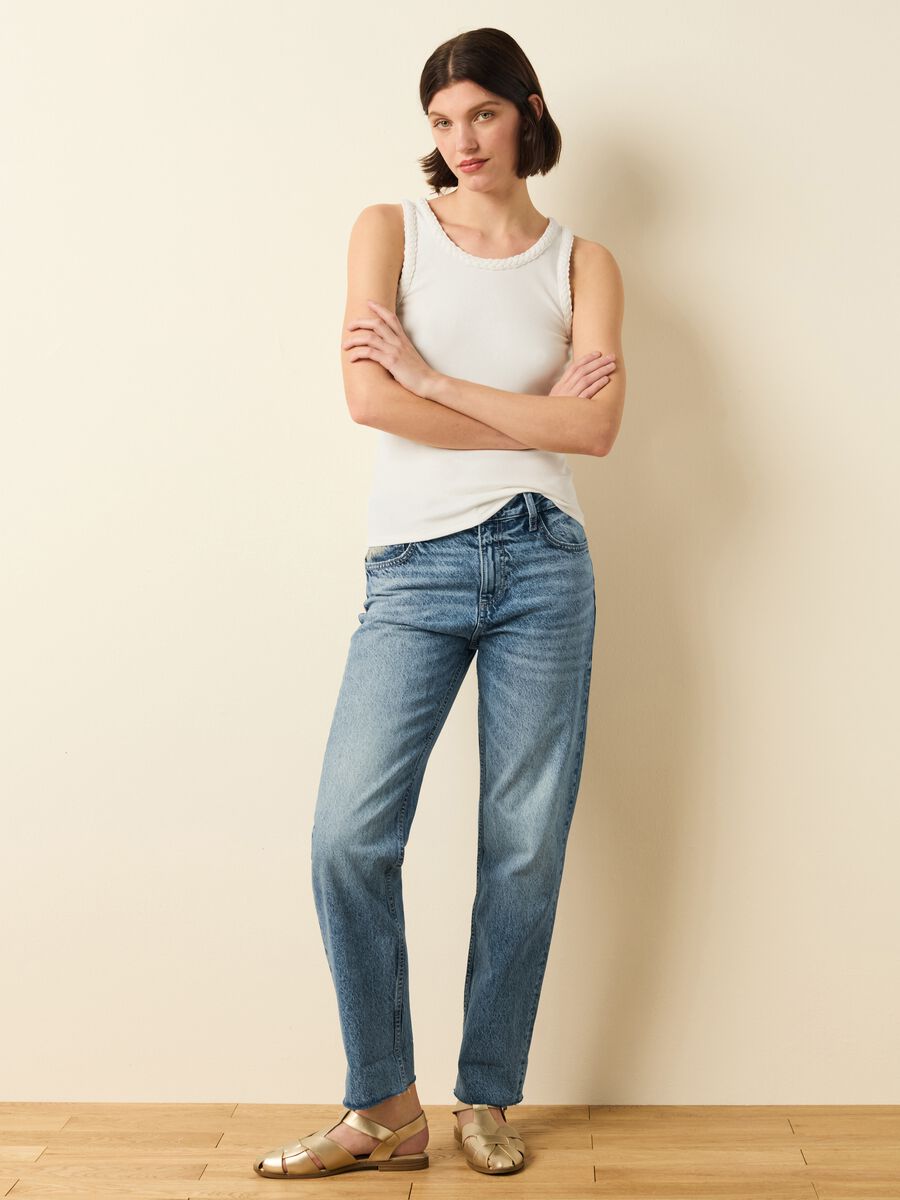 Ribbed tank top with braided trims_2