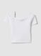 Girls&rsquo; white slim-fit striped stretch cotton T-shirt_1