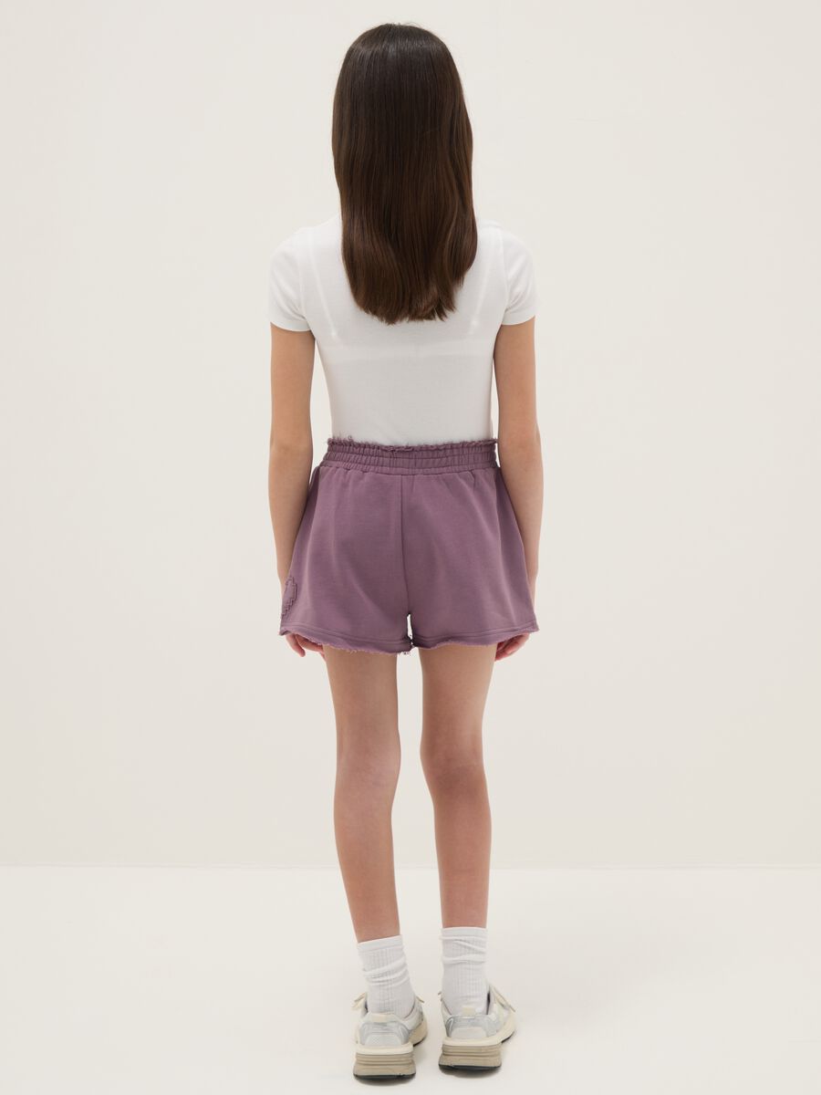 Shorts in puro cotone viola da ragazza relaxed fit_1