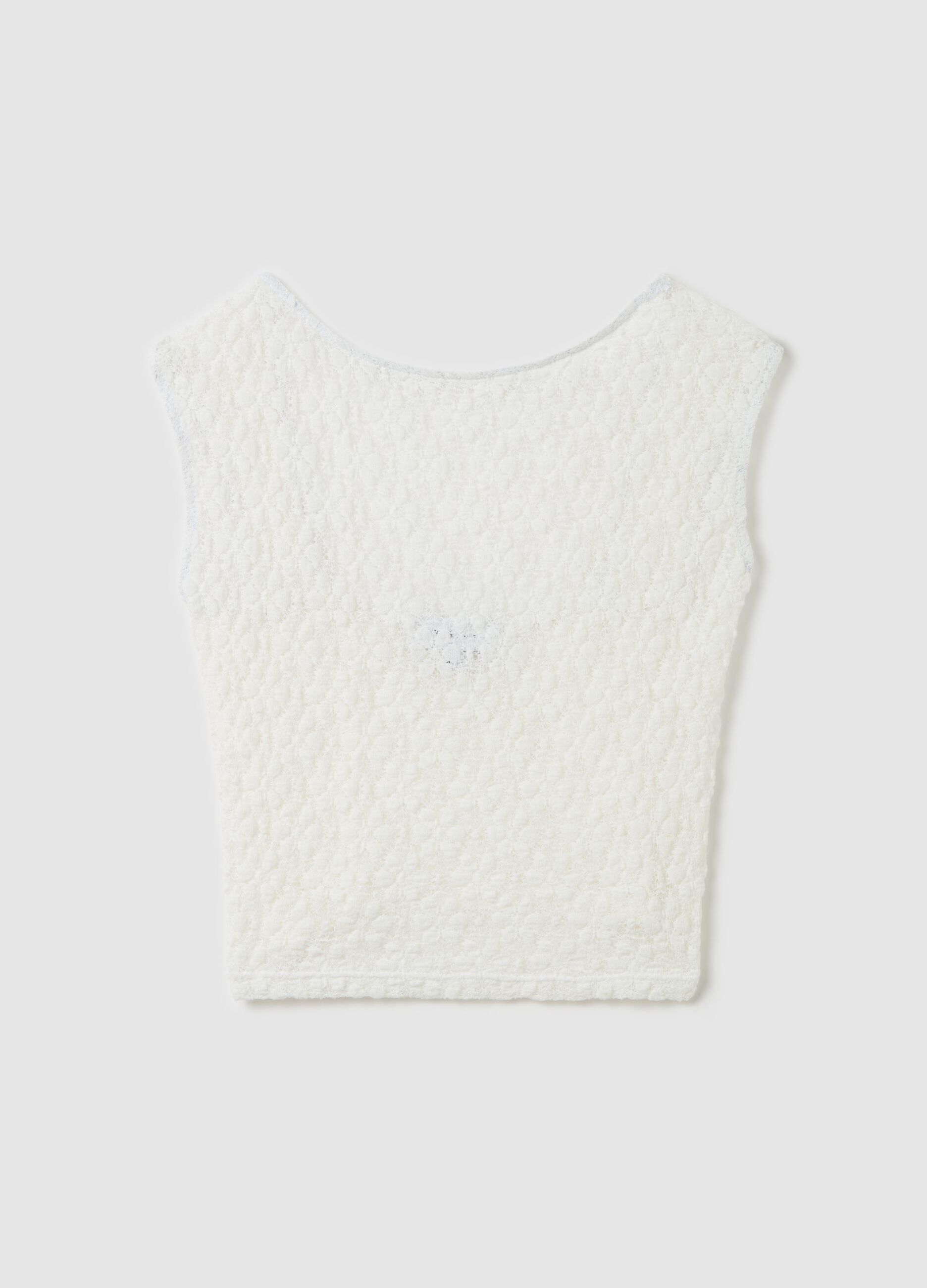 Lace-effect sleeveless top