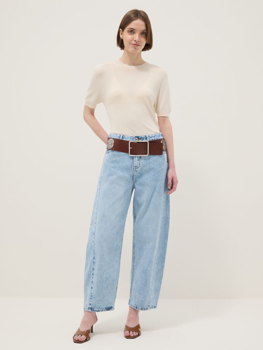 Beige Viscose Blend Regular Fit T-shirt_1