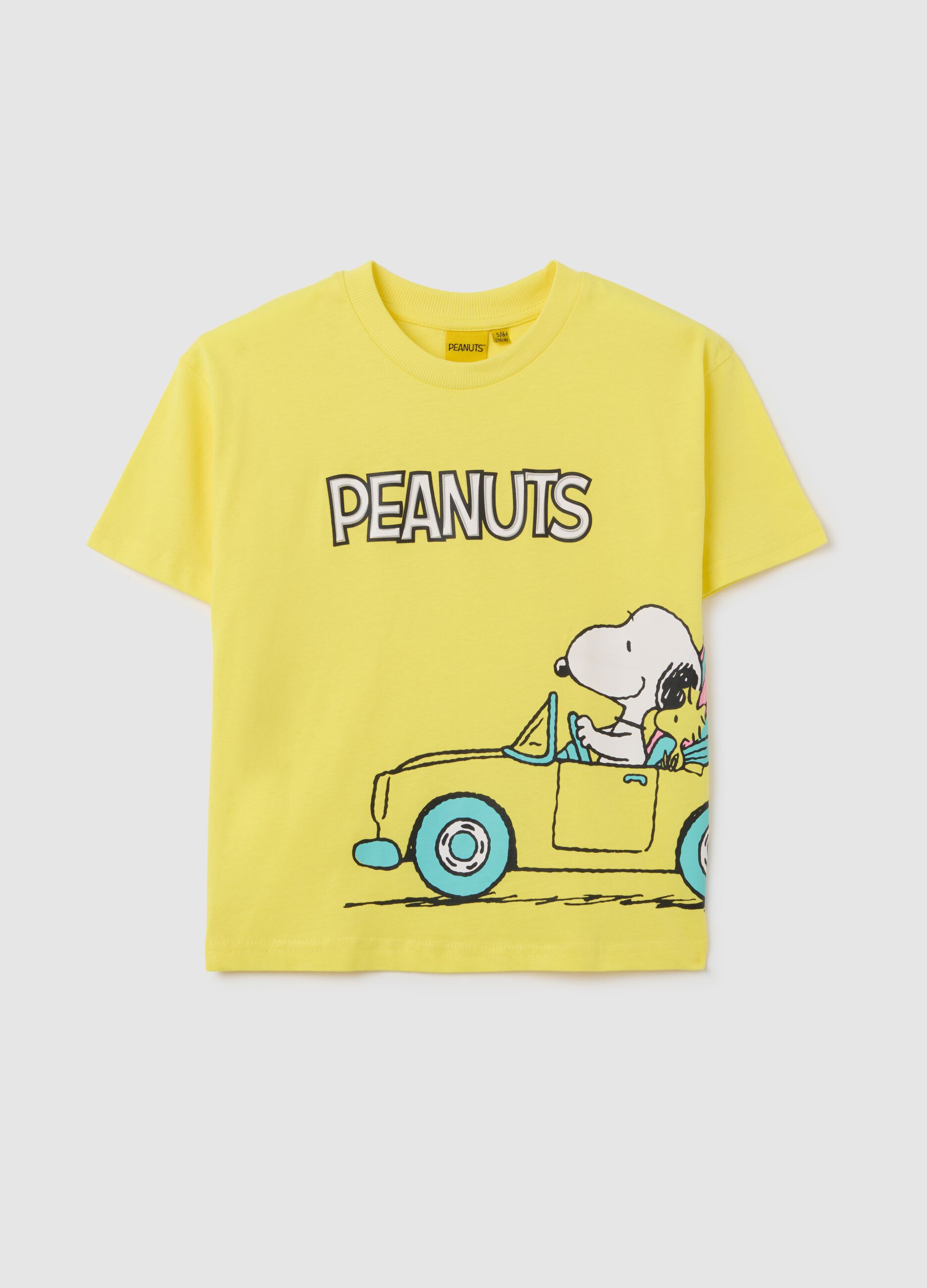 T-shirt da bambino in puro cotone gialla regular fit