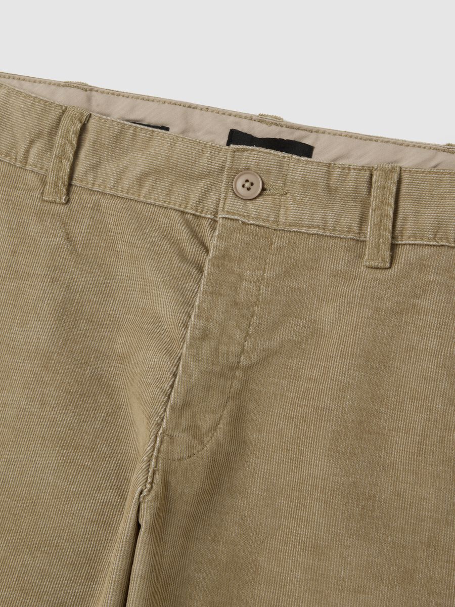 Beige cotton blend regular fit trousers_5