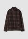 Brown checked fleece sweatshirt with regular-fit fleece collar_0