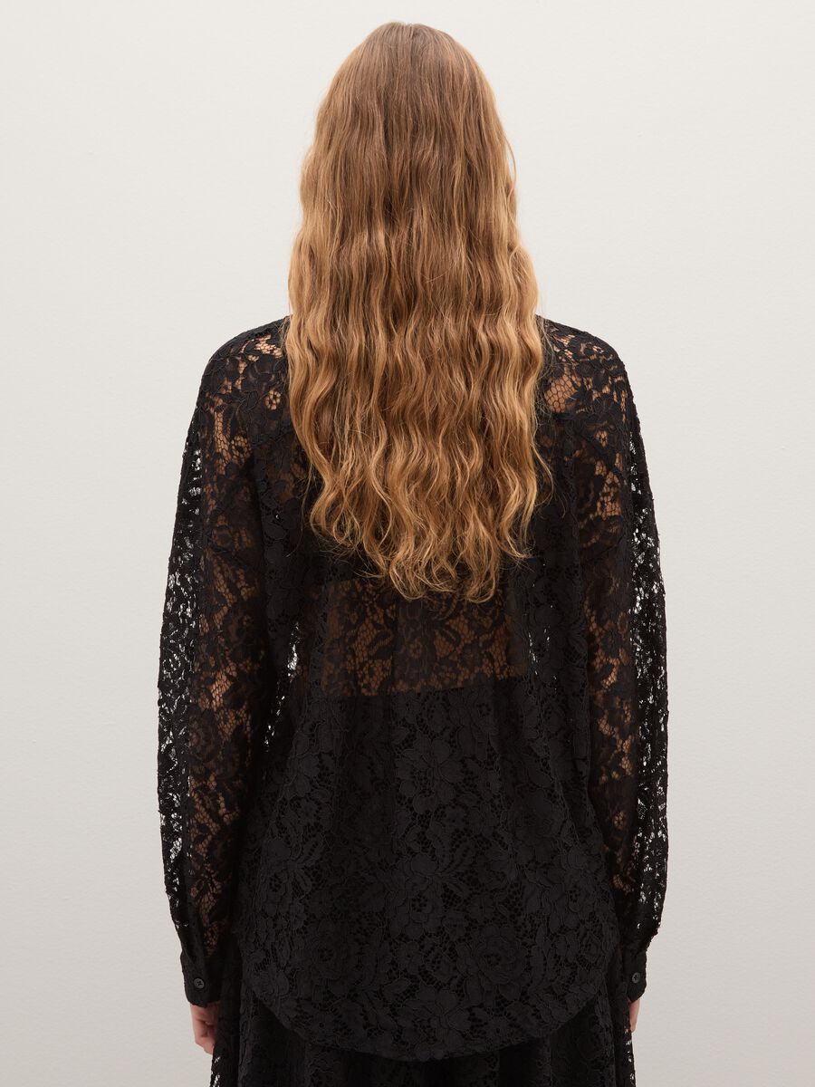 Black Transparent Lace Regular Fit Shirt_3