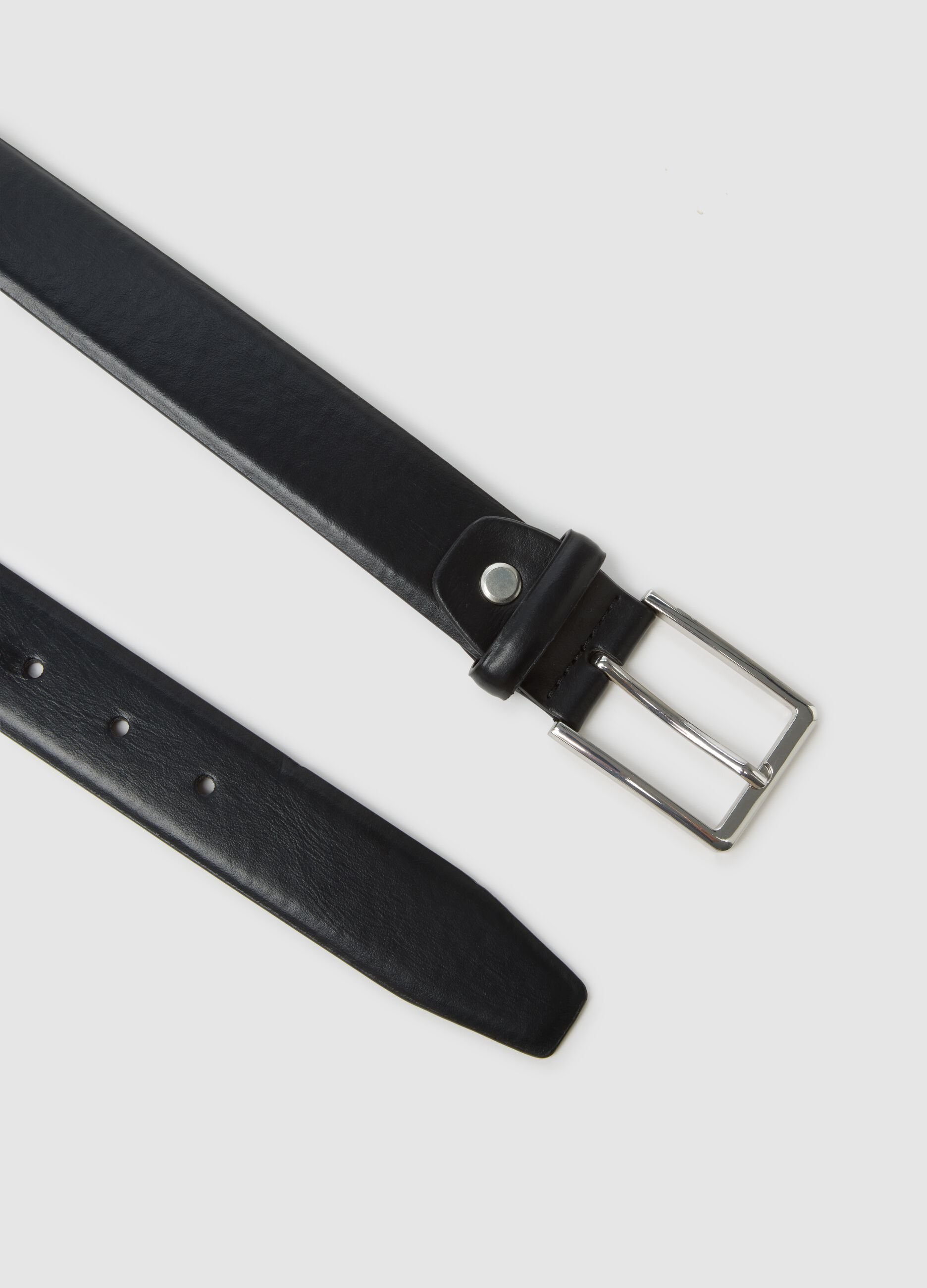 Black genuine leather belt