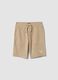Boy's regular fit beige pure cotton shorts_3