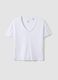 White pure cotton V-neck relaxed-fit T-shirt_4