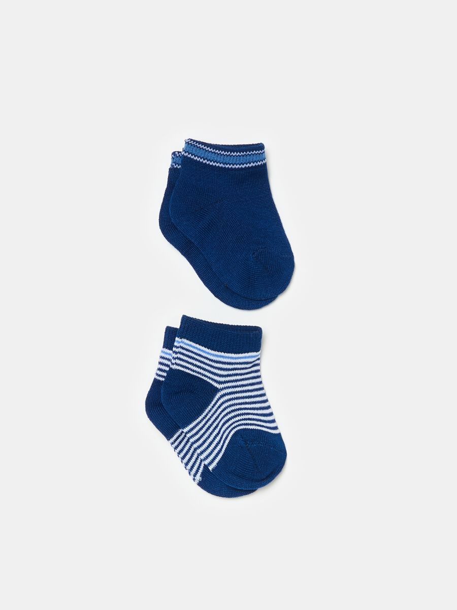 Two-pair pack short socks with striped pattern_0