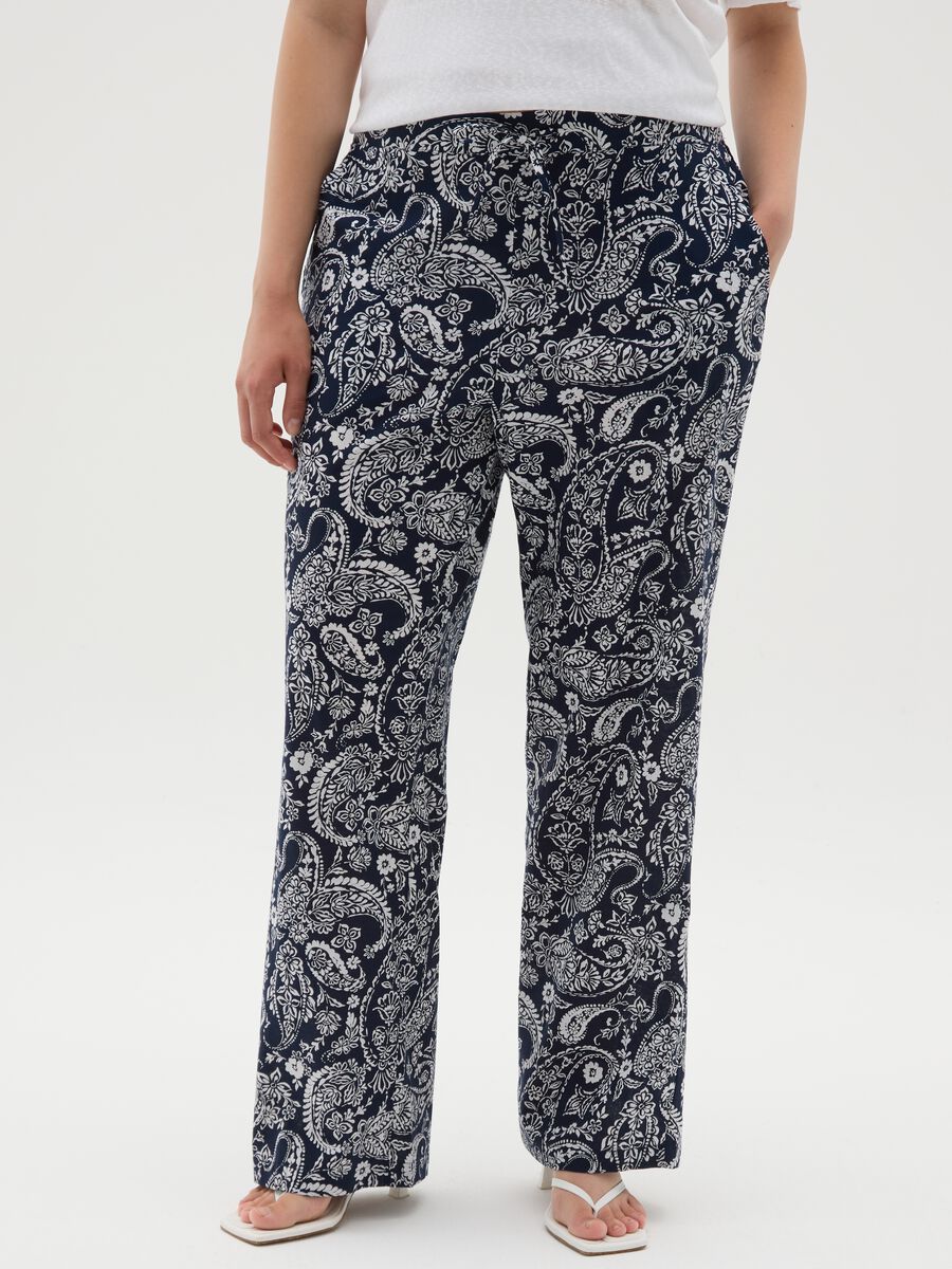 Pure cotton multicoloured flared women's trousers_1