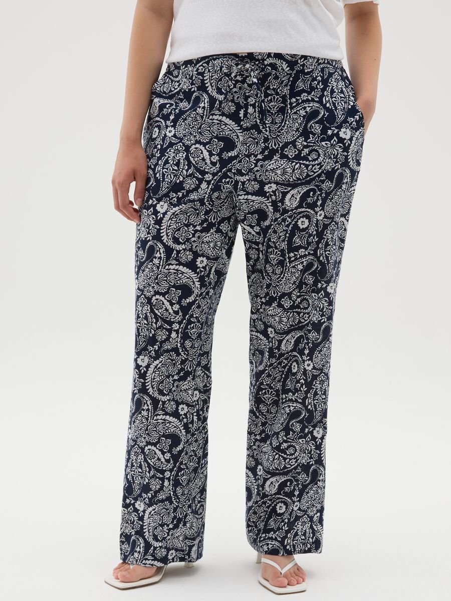 Pure cotton multicoloured flared women's trousers_1