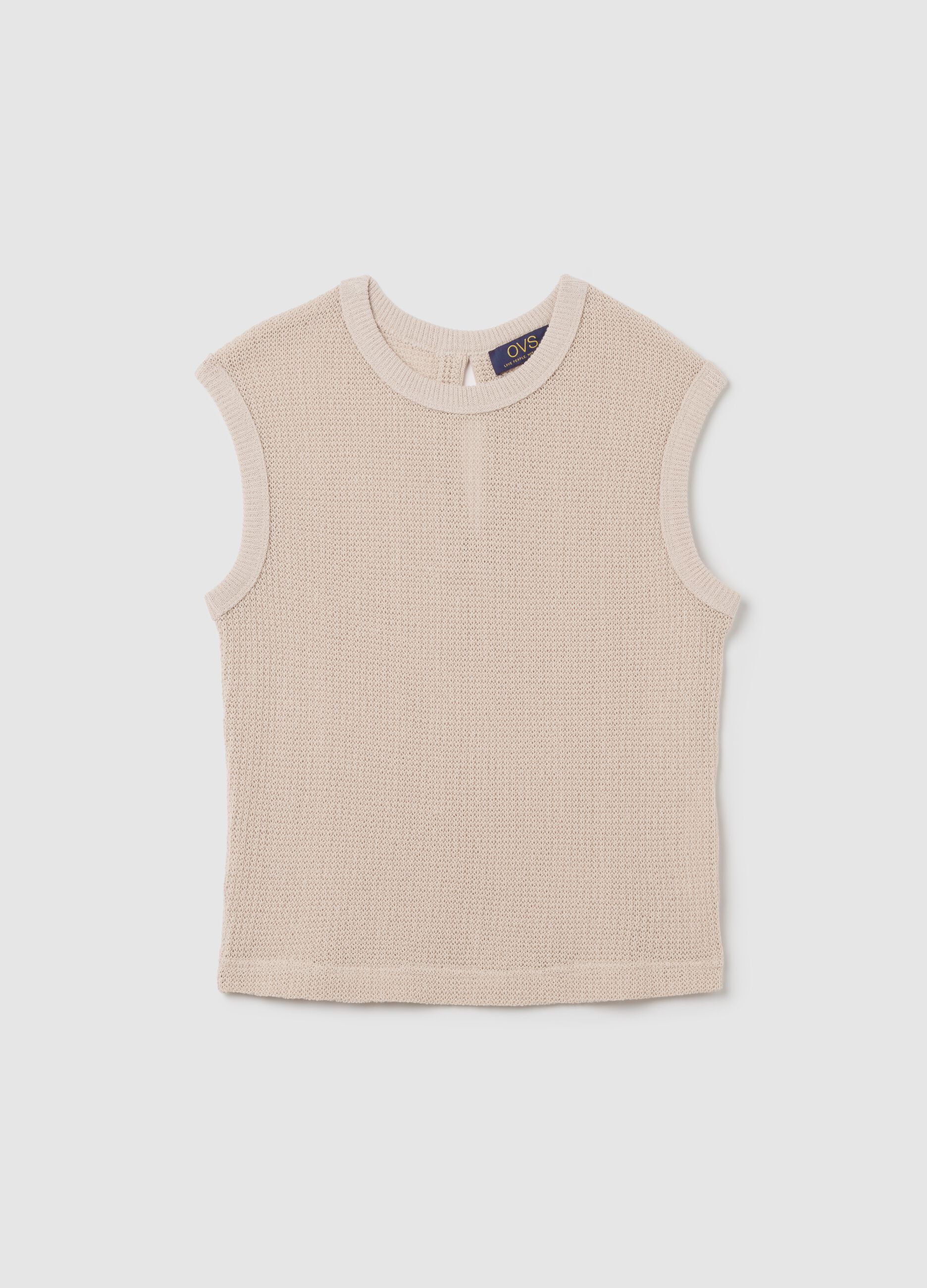 Canotta da donna in puro cotone beige regular fit