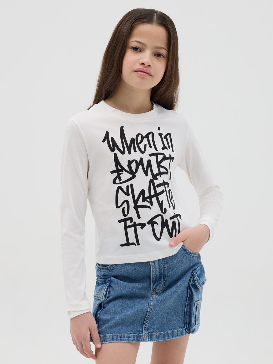 Long-sleeved T-shirt with lettering print_0