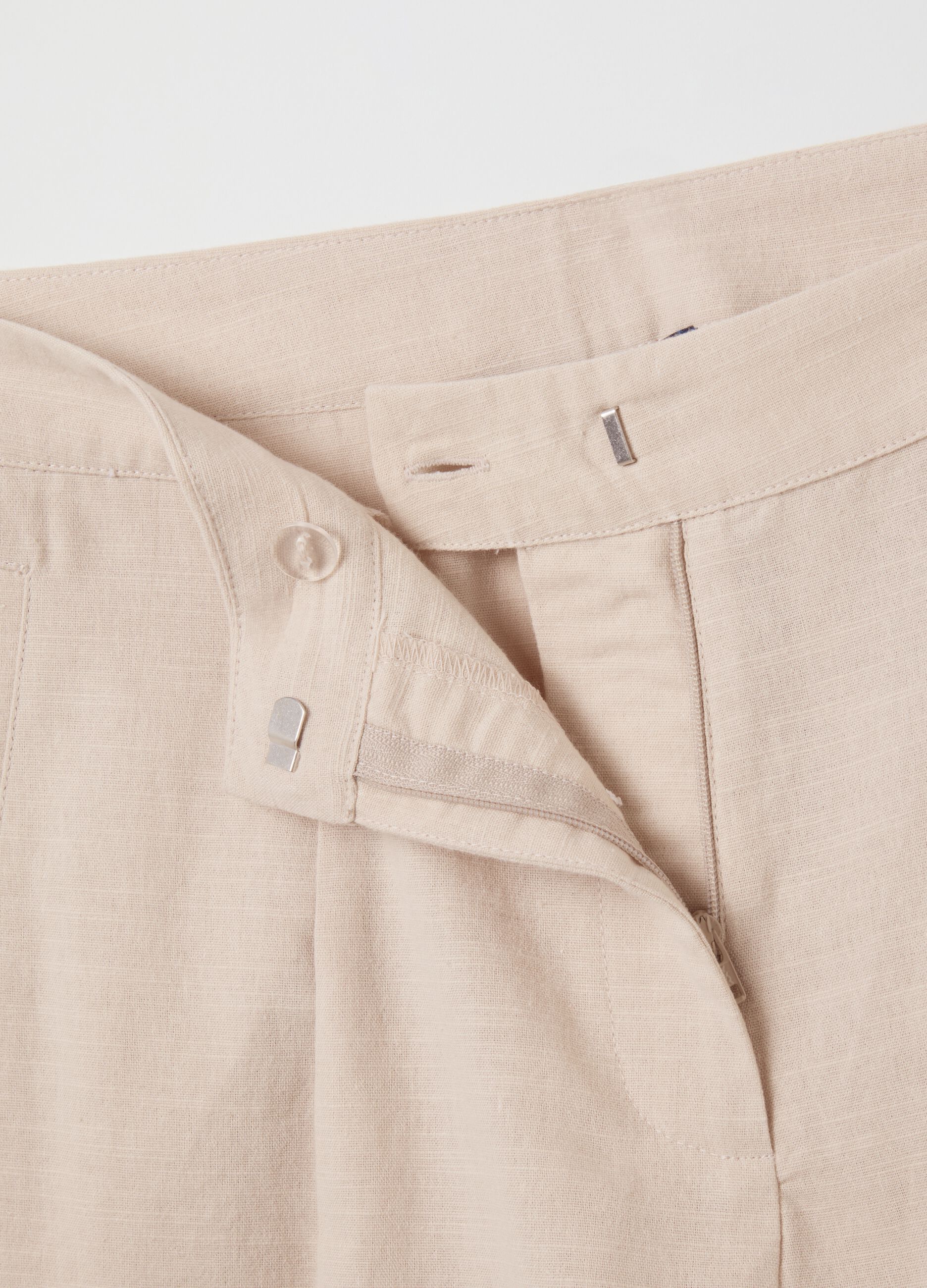 Women's beige pure cotton shorts regular fit