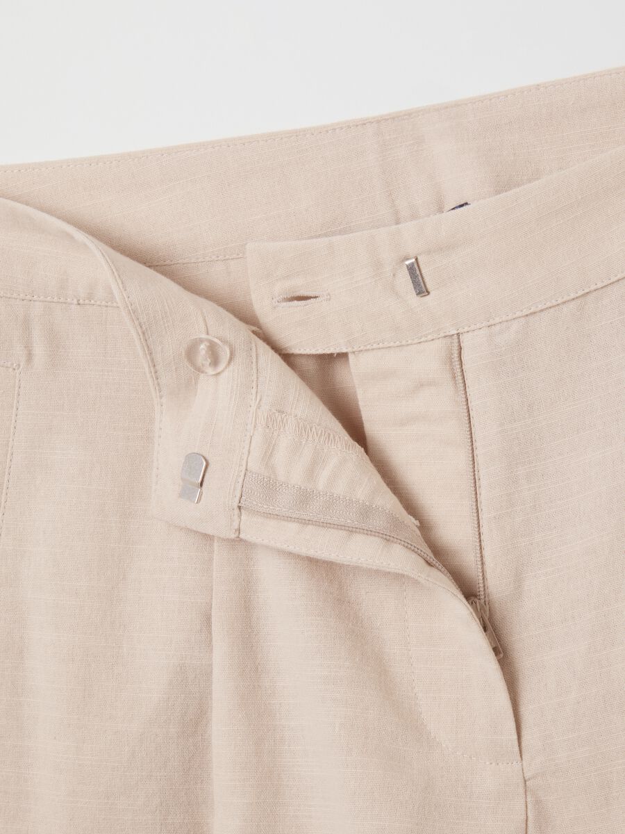 Shorts da donna in puro cotone beige regular fit_5