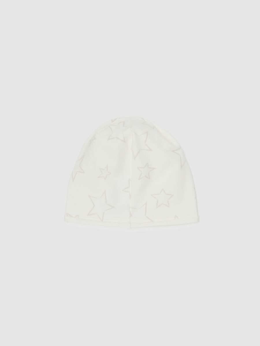 Cappello da ragazza in cotone elasticizzato bianco_1