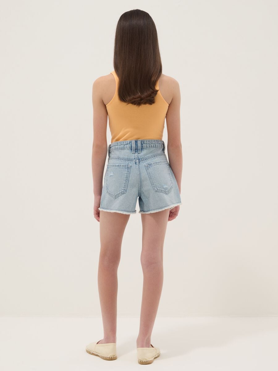 Shorts denim azzurri in puro cotone da ragazza regular fit_1