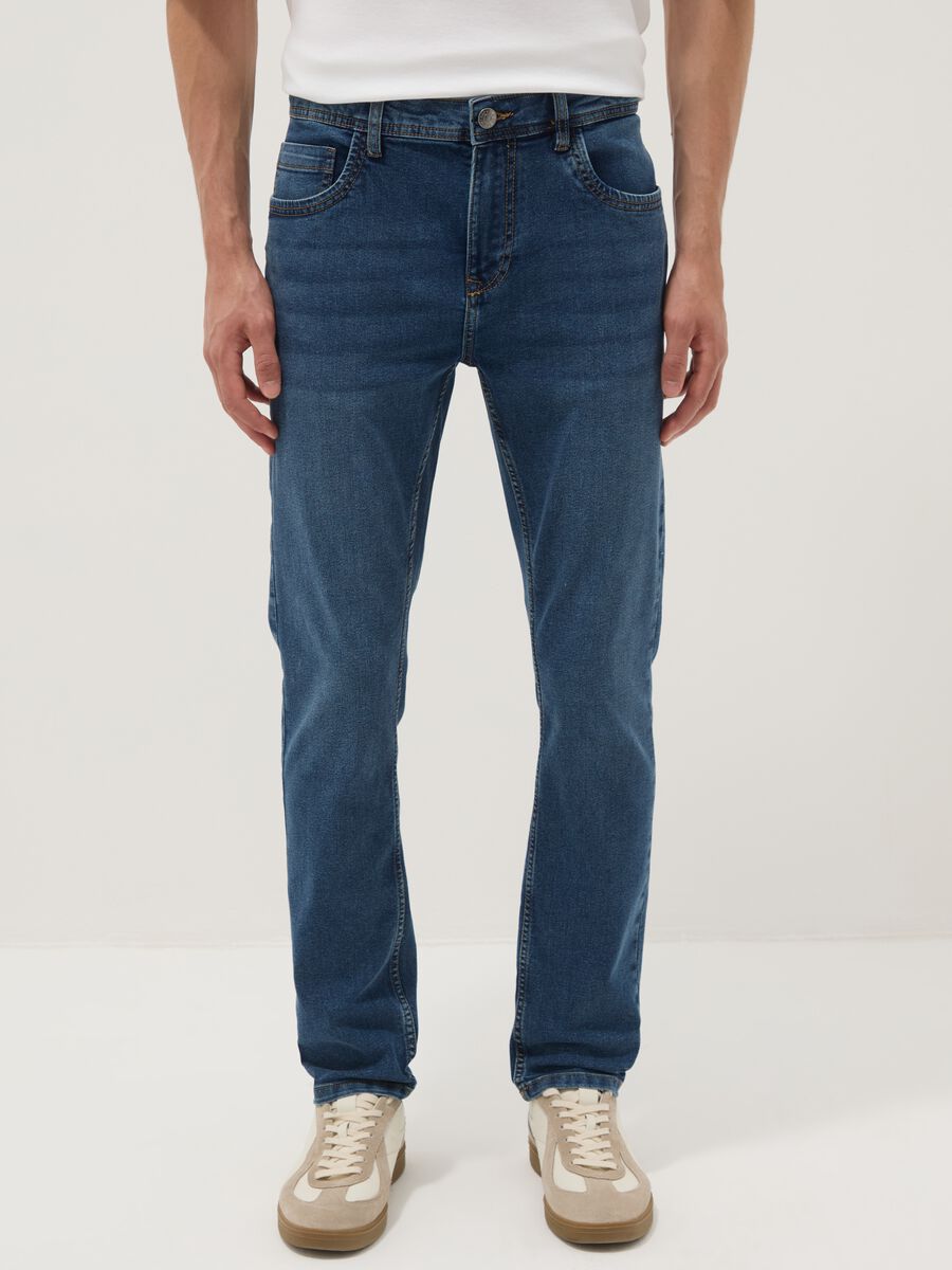Jeans super skinny blu in misto cotone_1