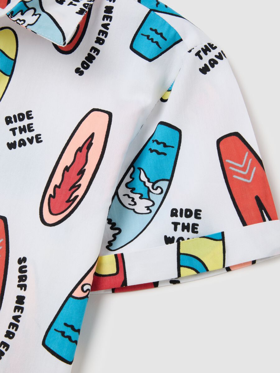 OVS Kids Oversized Surf Print Cotton Shirt for Boys_3