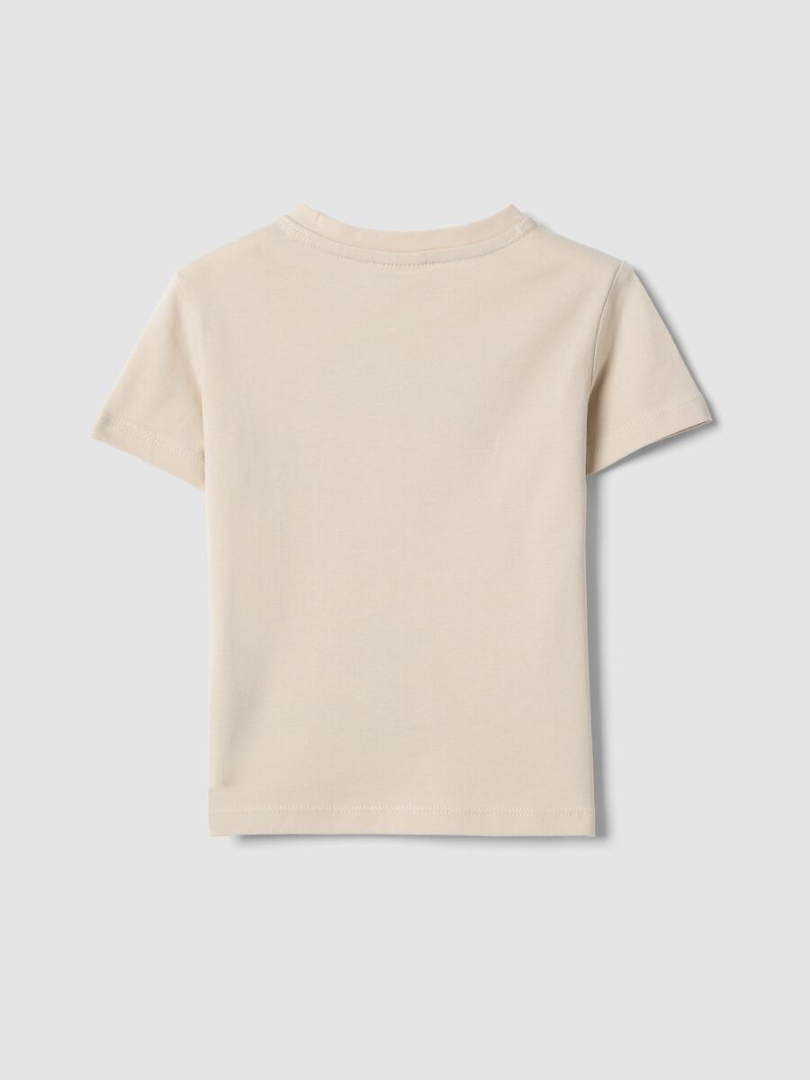 Beige pure cotton kids&rsquo; T-shirt, regular fit, with print_1