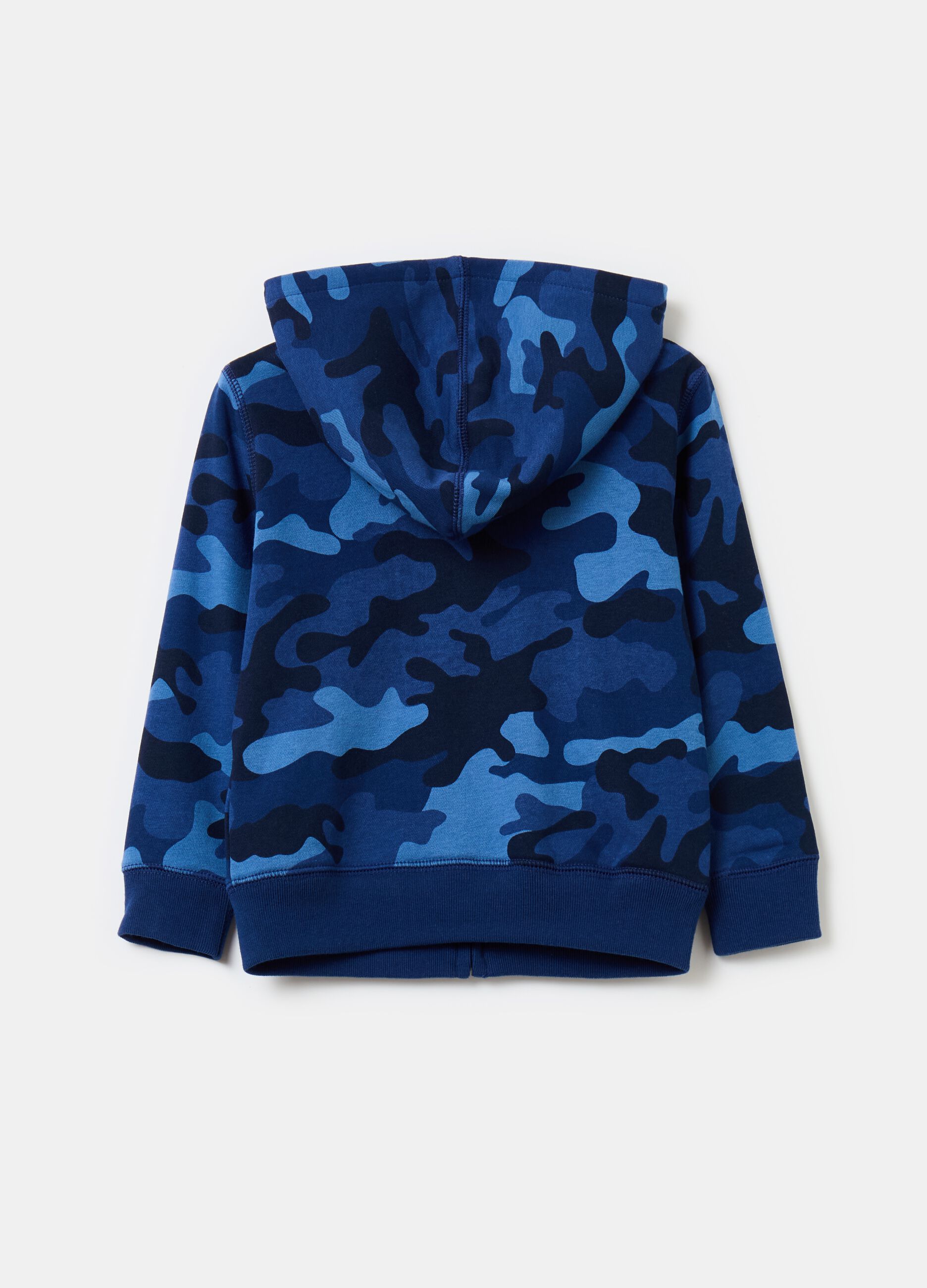 Full-zip camouflage sweatshirt with hood