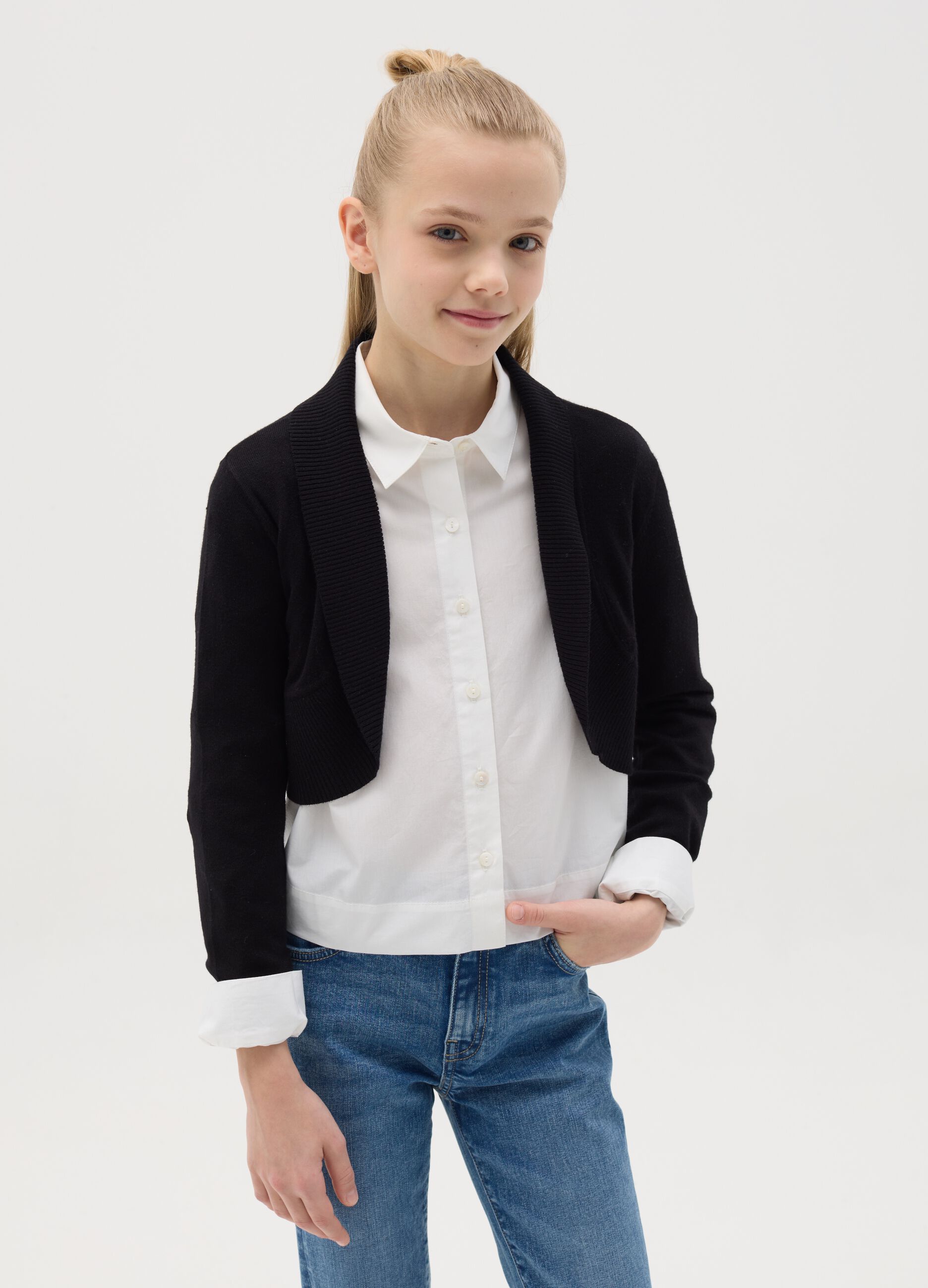Edge to edge cardigan with shawl neck