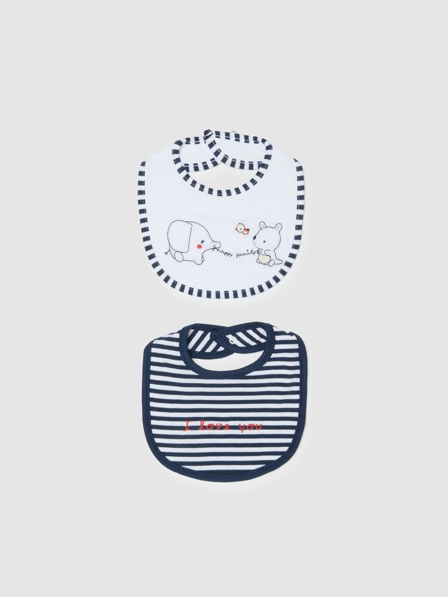 Bipack bavette in puro cotone multicolor per neonati con ricami_0