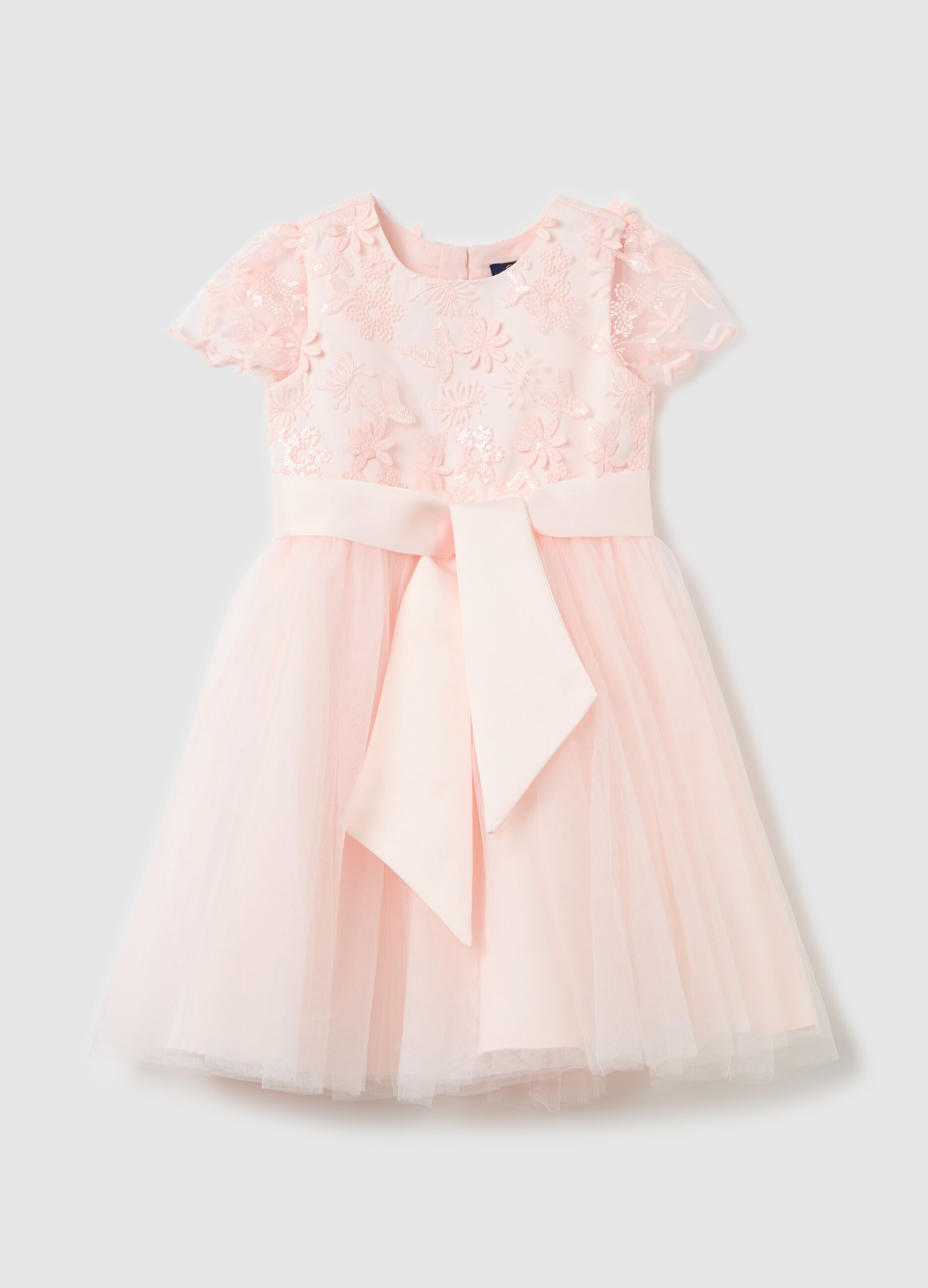 Tulle dress with floral applications