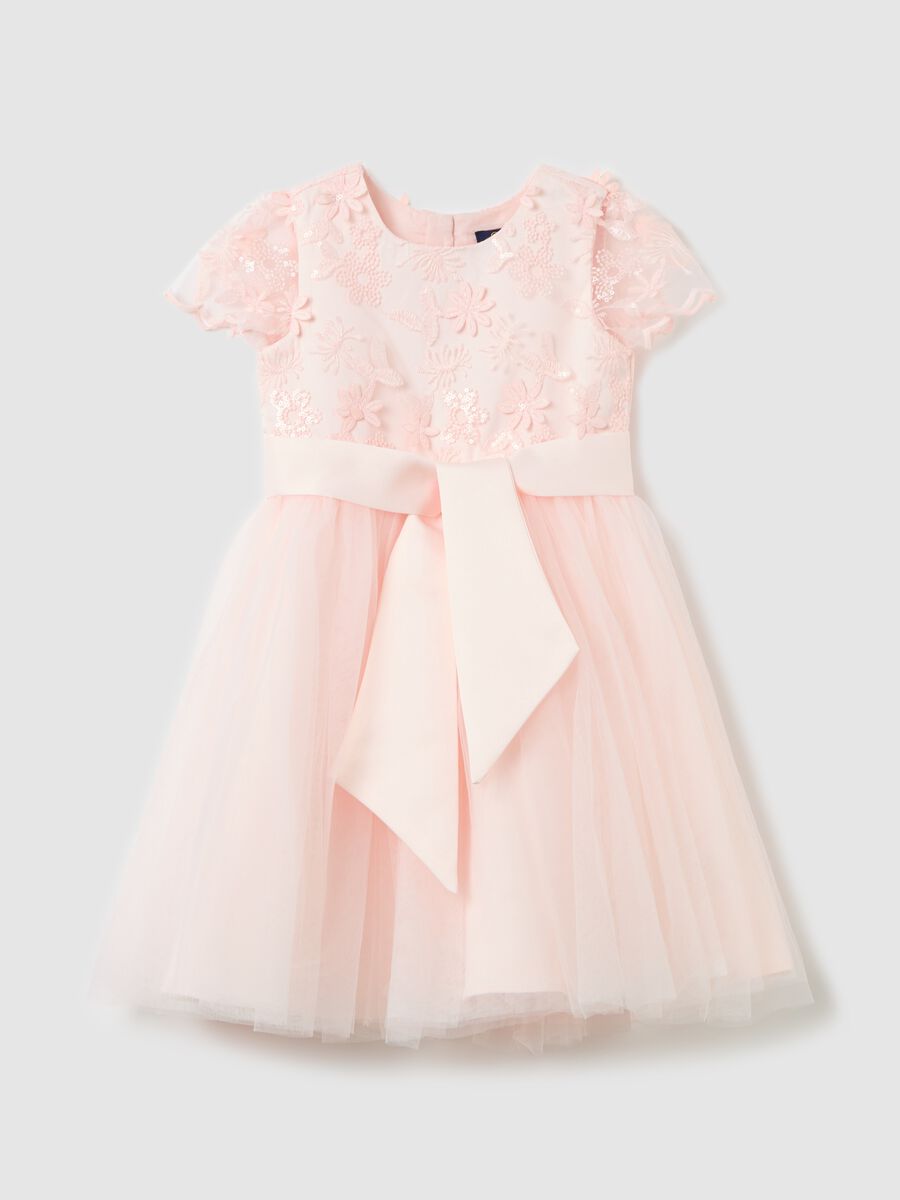 Tulle dress with floral applications_0