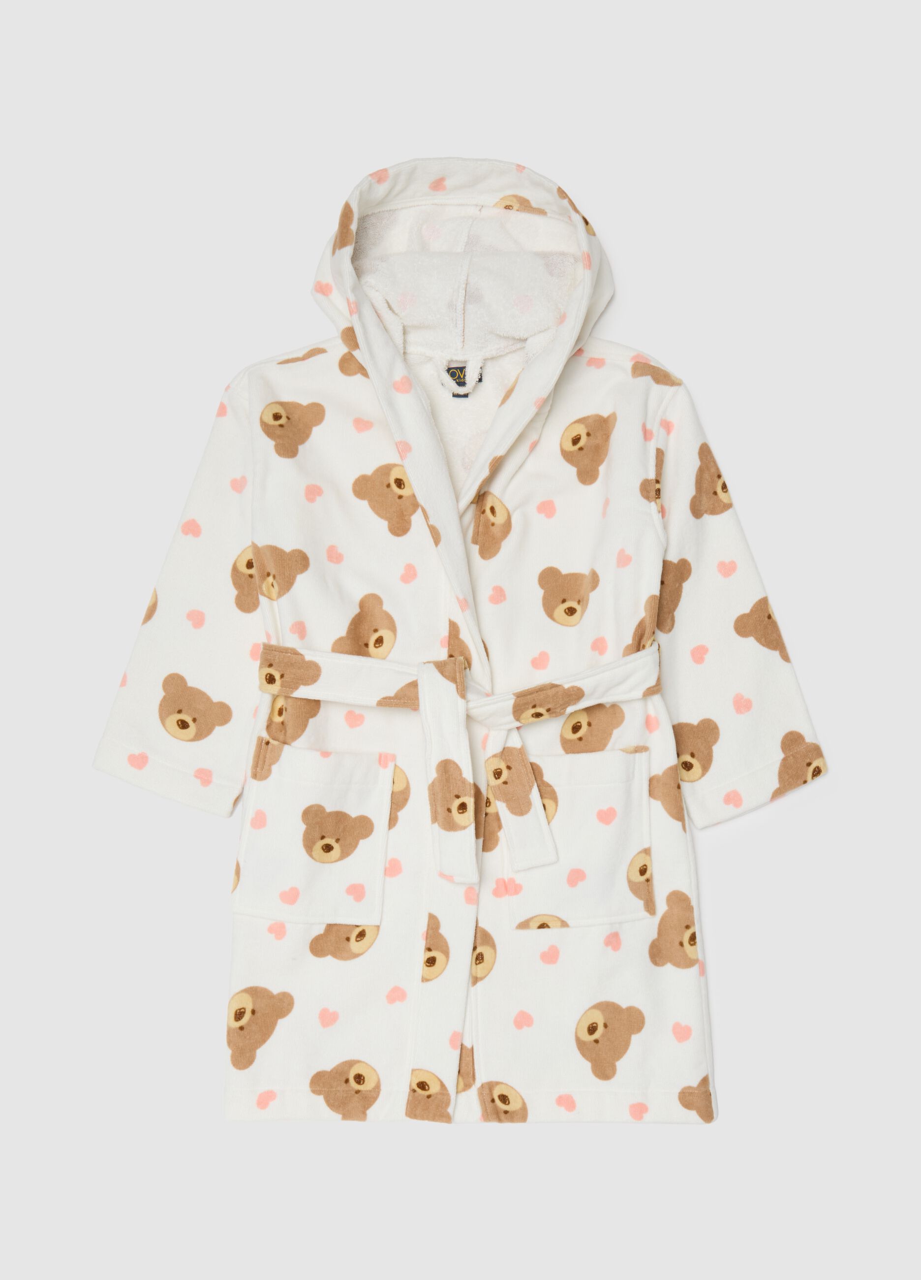 Girls' Bathrobe in Multi-Colour Pure Cotton
