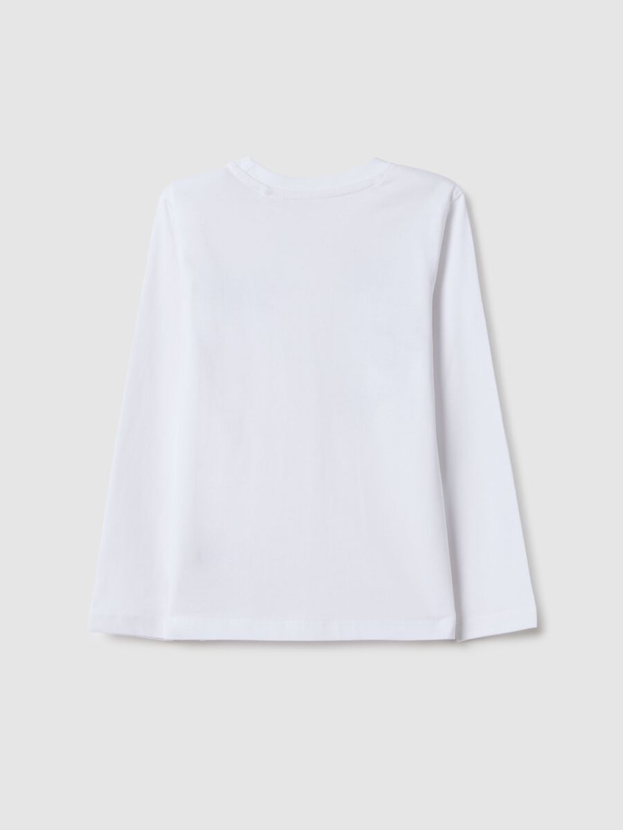 Girls' white pure cotton T-shirt regular fit with prints_1