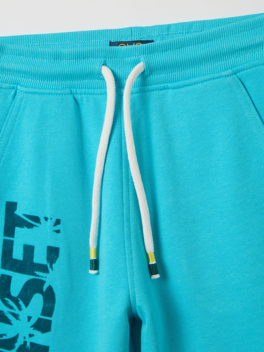 Short turquoise trousers in cotton_2