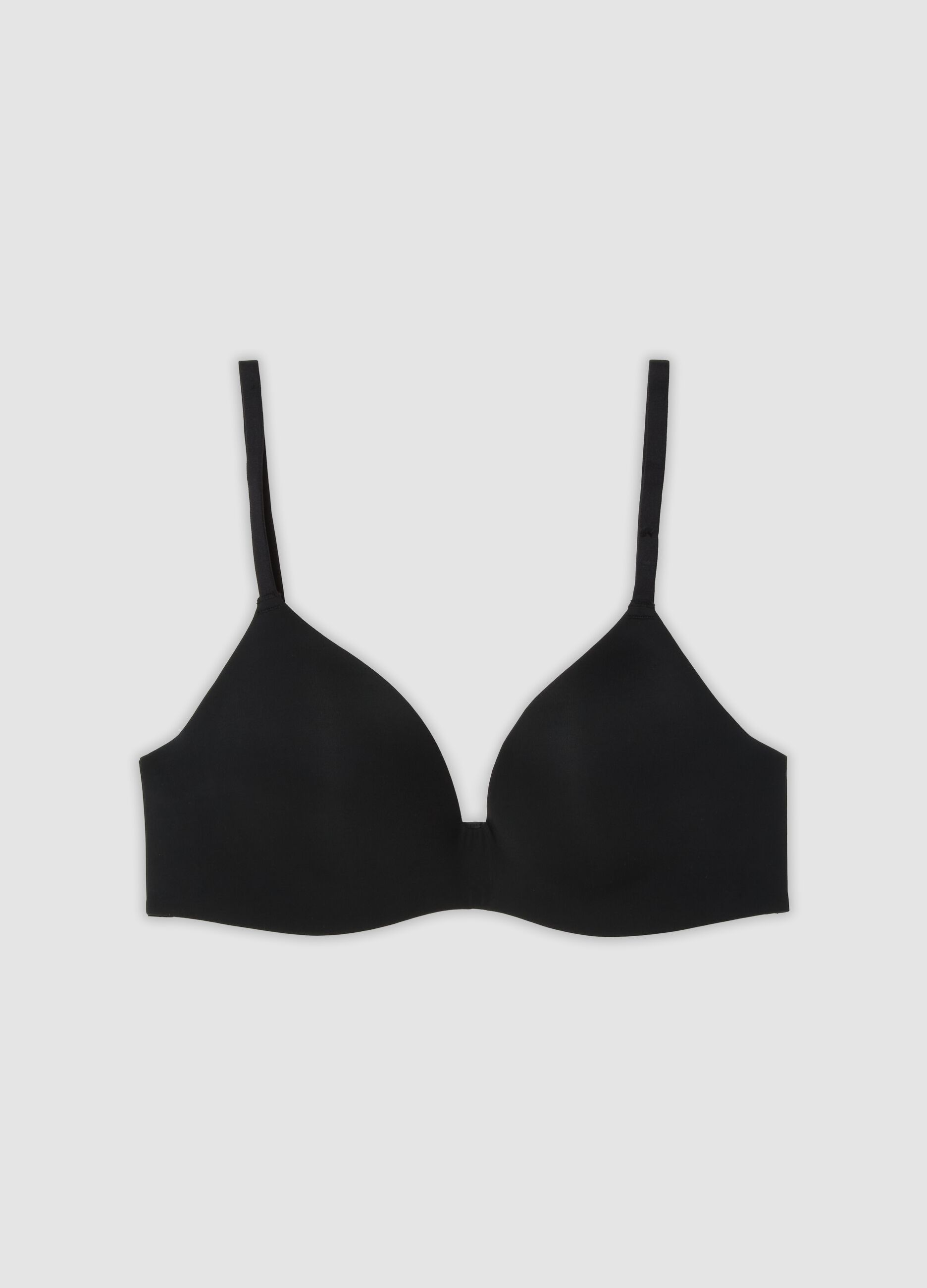 Black padded triangle bra in stretch fabric
