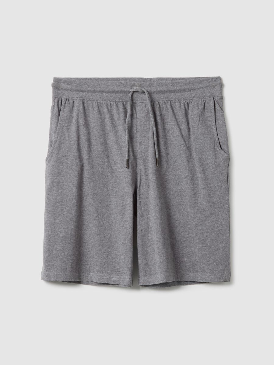 Grey pure cotton regular fit pyjama shorts_4