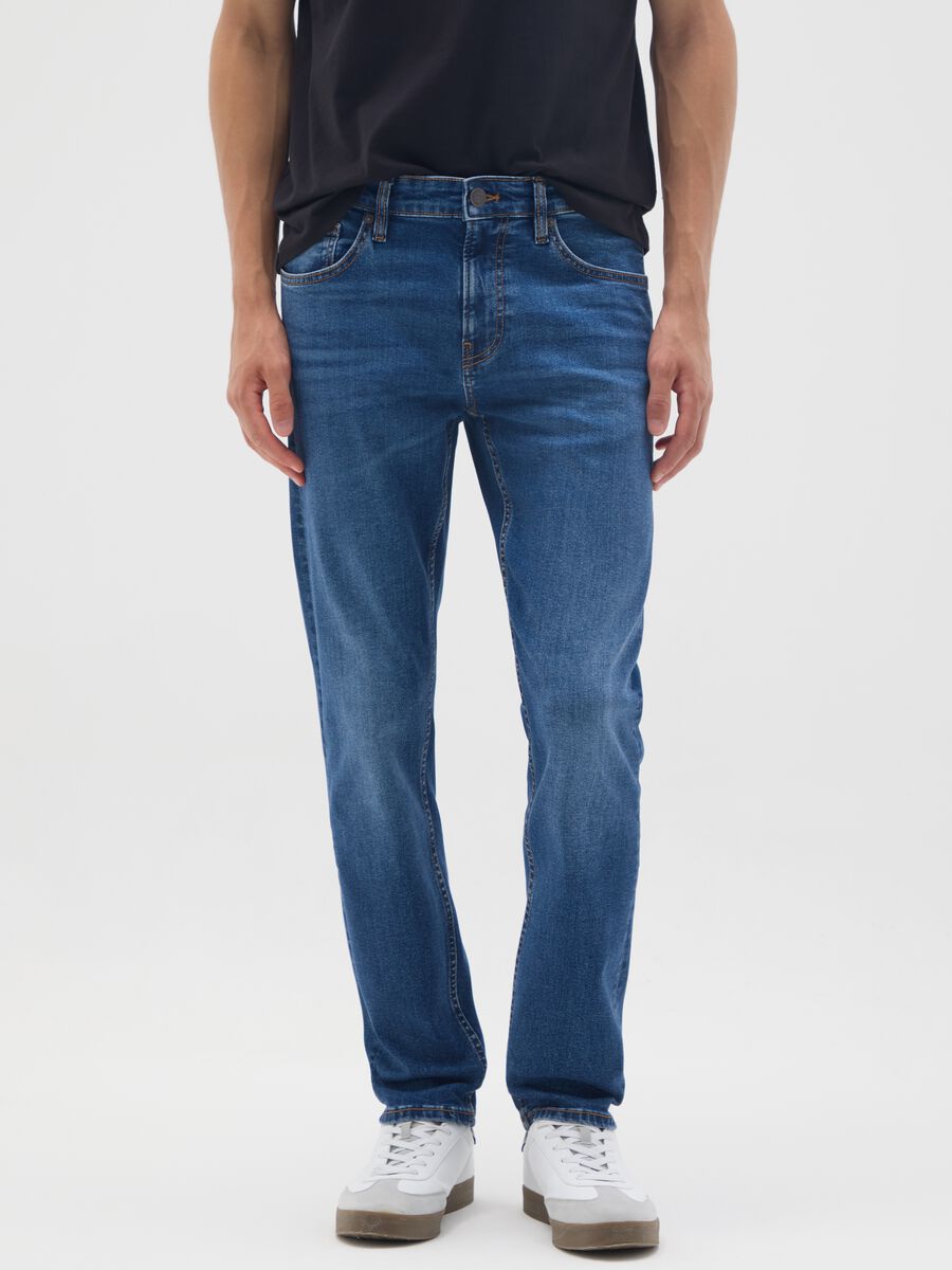 Jeans in cotone elasticizzato blu skinny fit_1