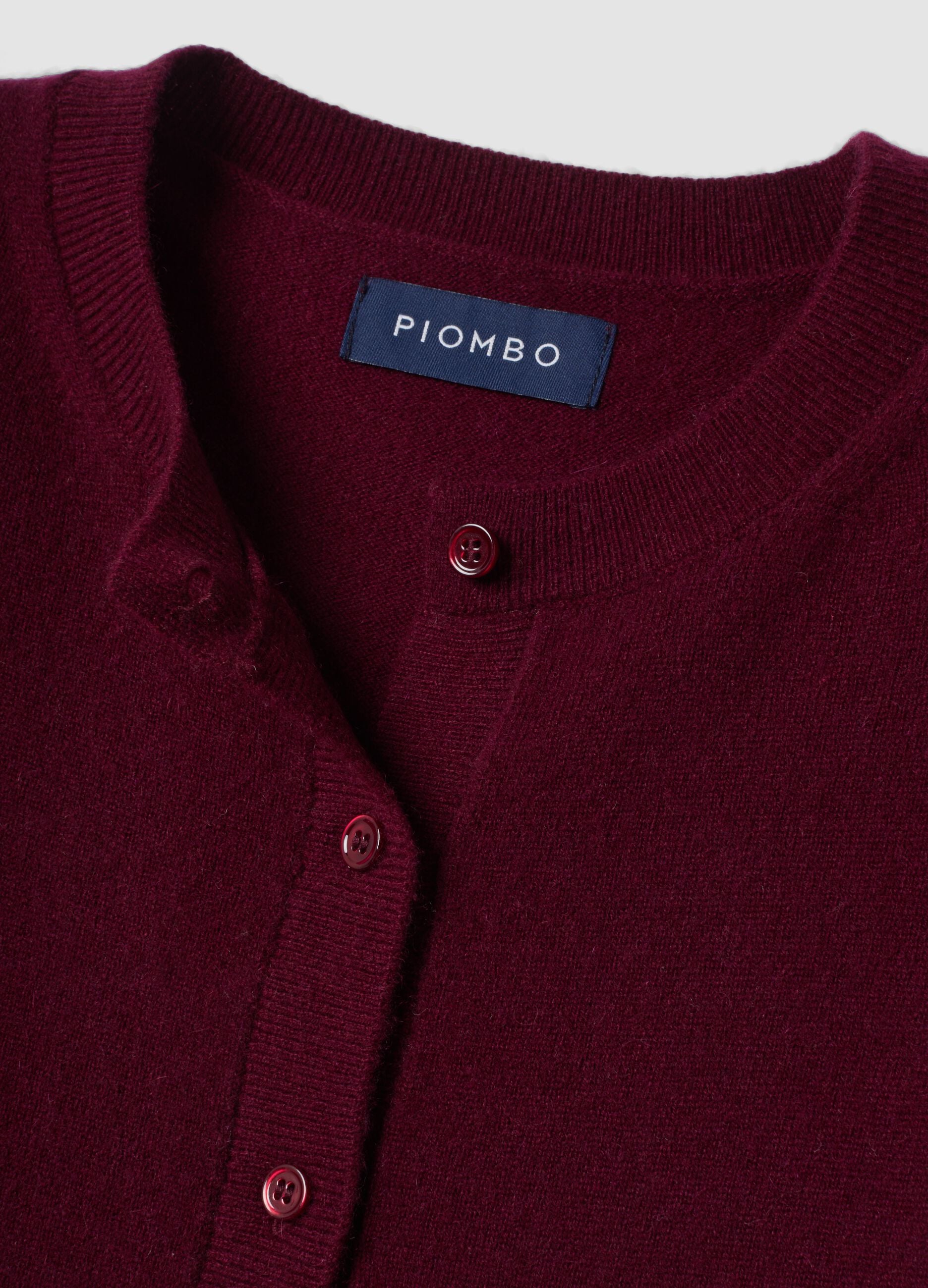 Red crew-neck pure cashmere cardigan