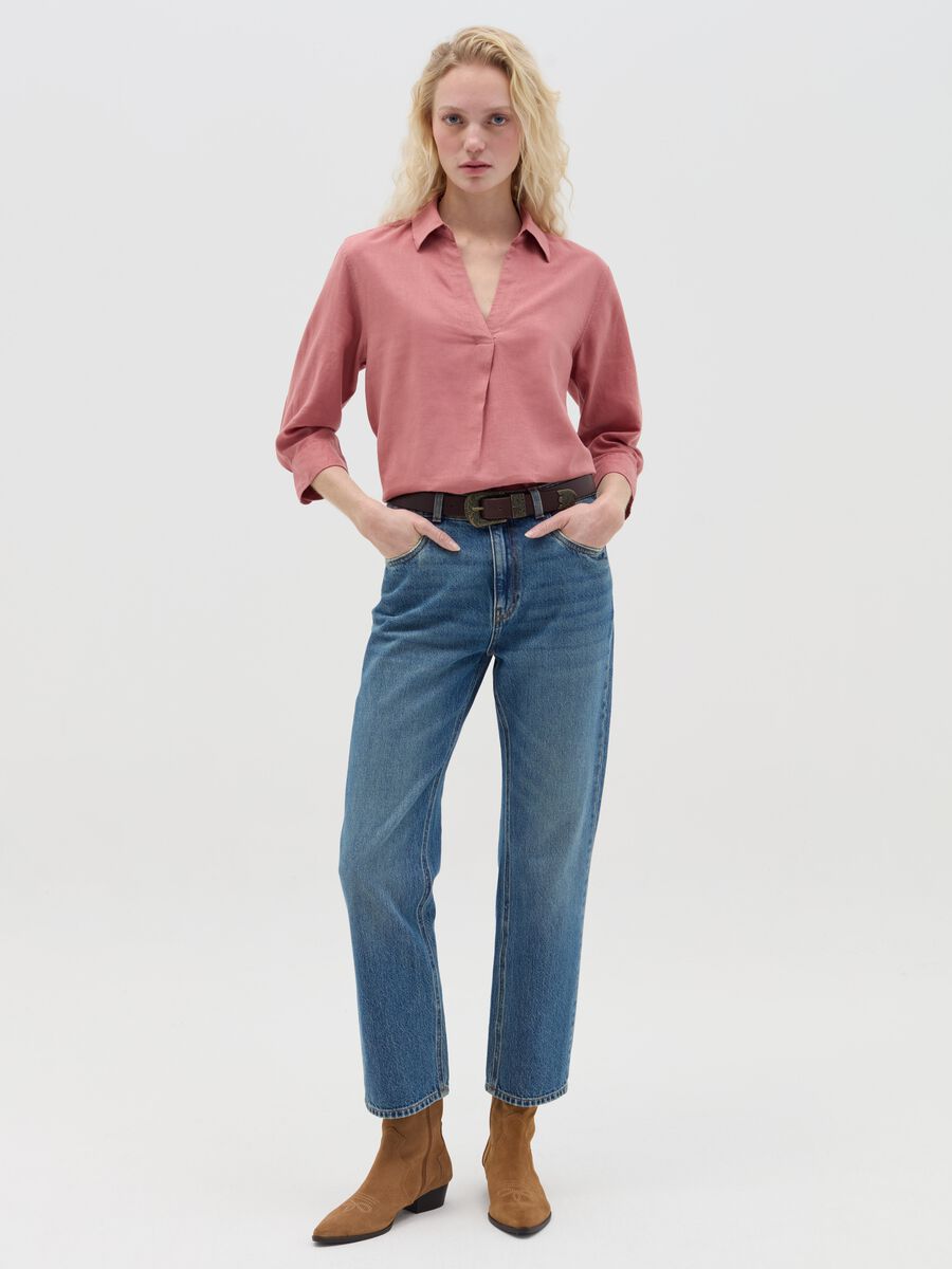 Pink shirt in linen and viscose_1