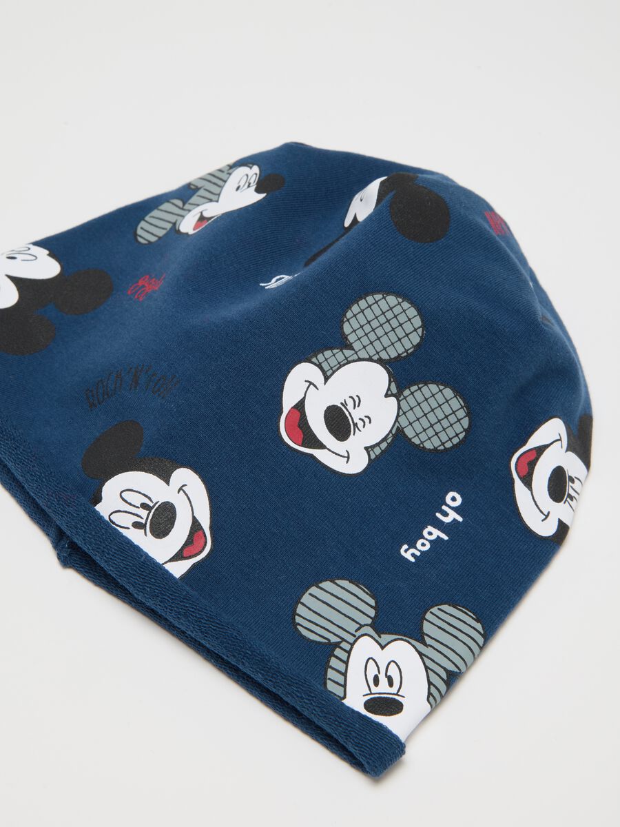 Cappello da neonato in cotone blu con Mickey Mouse_2